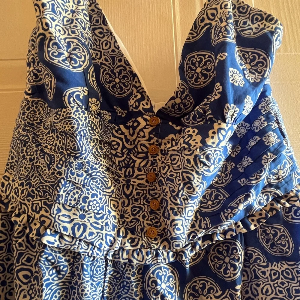 Zara Blue and White Patterned Jumpsuit - Picture 3 of 4